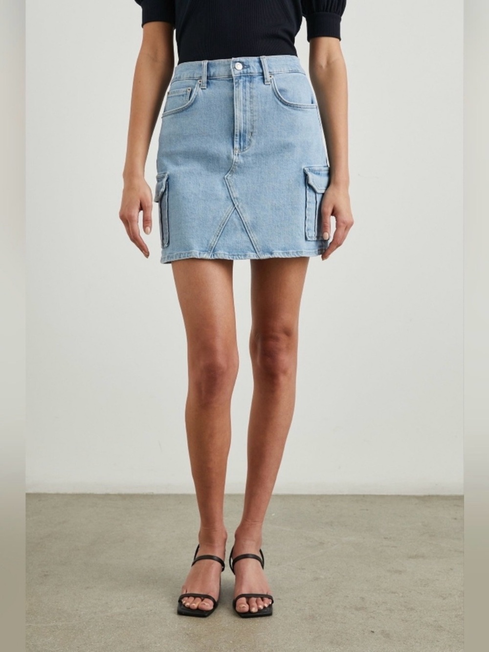 Rails denim cargo mini skirt